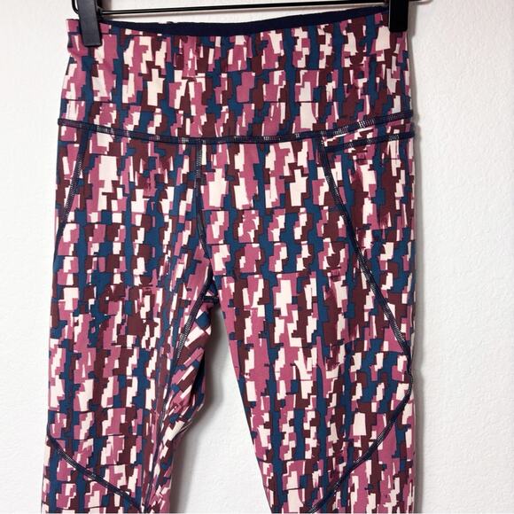 SWEATY BETTY POWER POCKET WORKOUT WOMEN LEGGINGS IN PINK CHECK PRINT SIZE US 4 - Picture 4 of 7